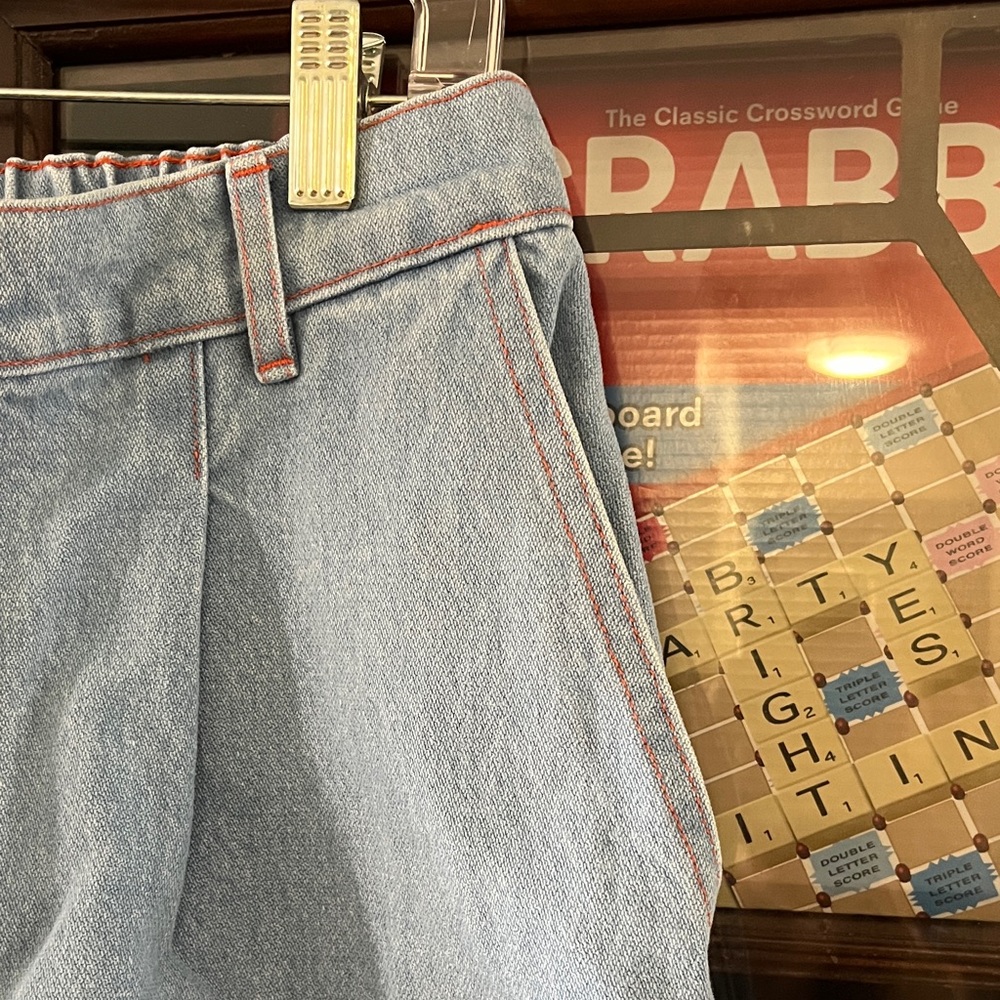 Big Bud Press Small Petite Trouser Jean, Light Blue Wash with Orange Stitching - Picture 5 of 6